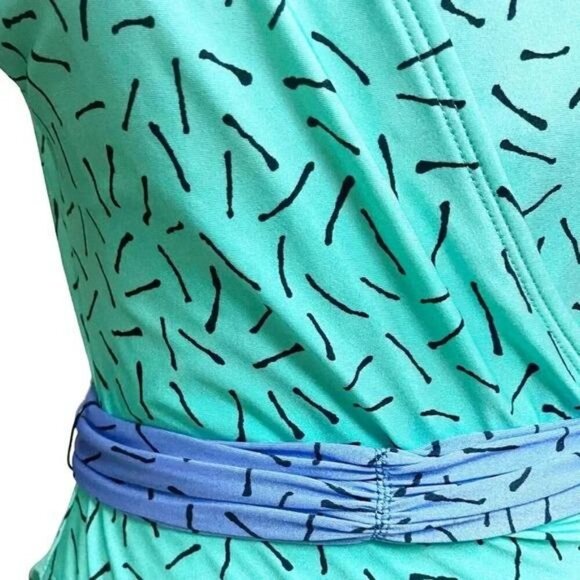 Vintage 1980s La Blanca Turquoise Blue One-Piece Swimsuit – Retro Bathing Suit - Picture 4 of 10